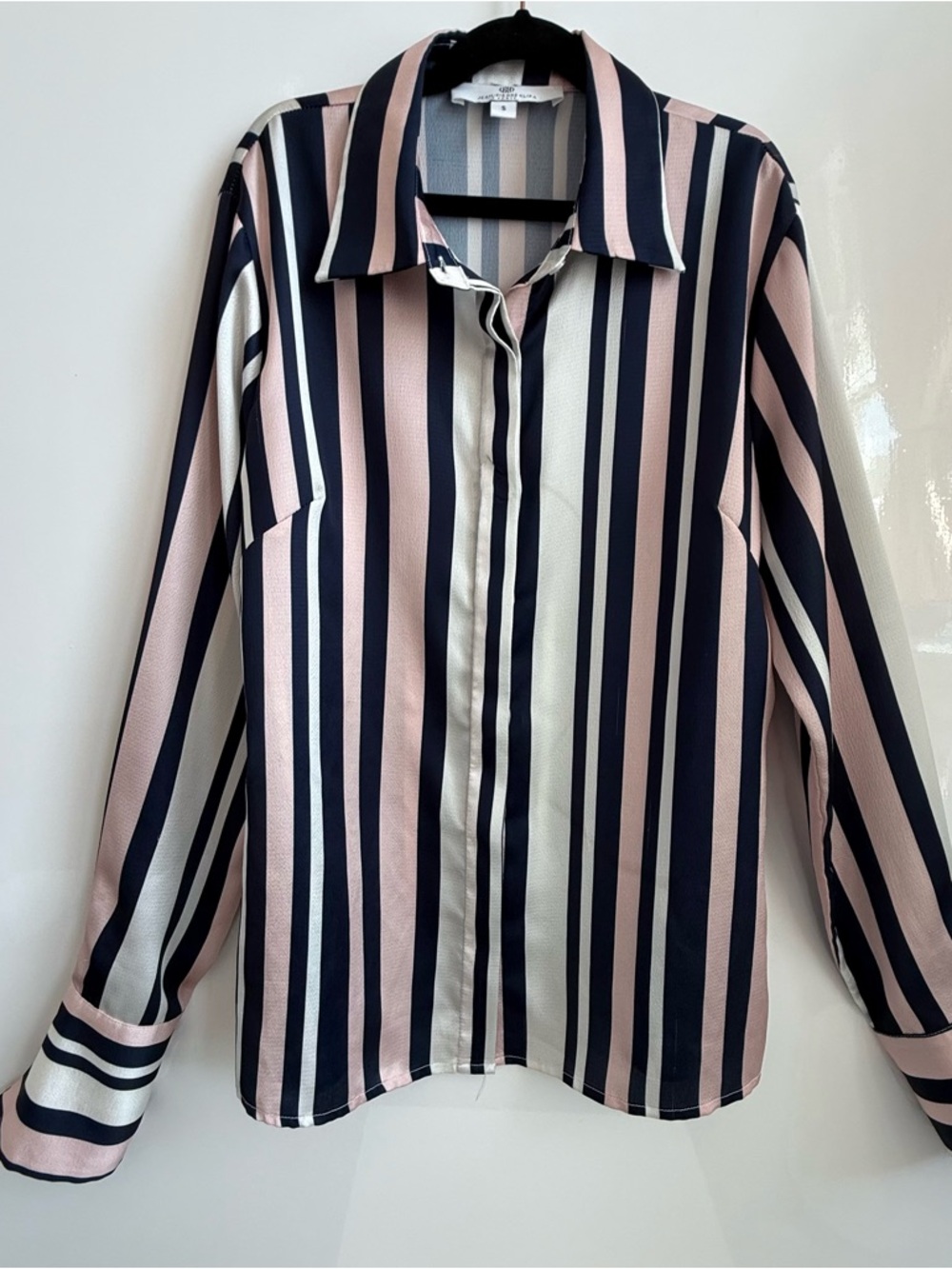 Jean-Pierre Klifa Striped Button Down Blouse - Navy/Pink/White
